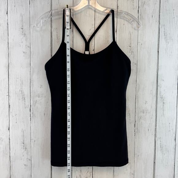 Lululemon Black Power Y Tank Luon Coolmax Built-in Bra Medium Support Size 8 - Picture 11 of 13